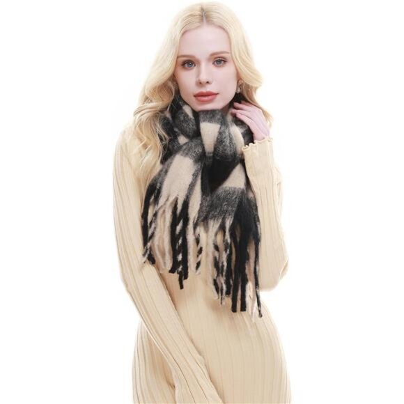 Plaid Scarf for Women Chunky Scarves Winter Warm Thick Oversized - Picture 6 of 7